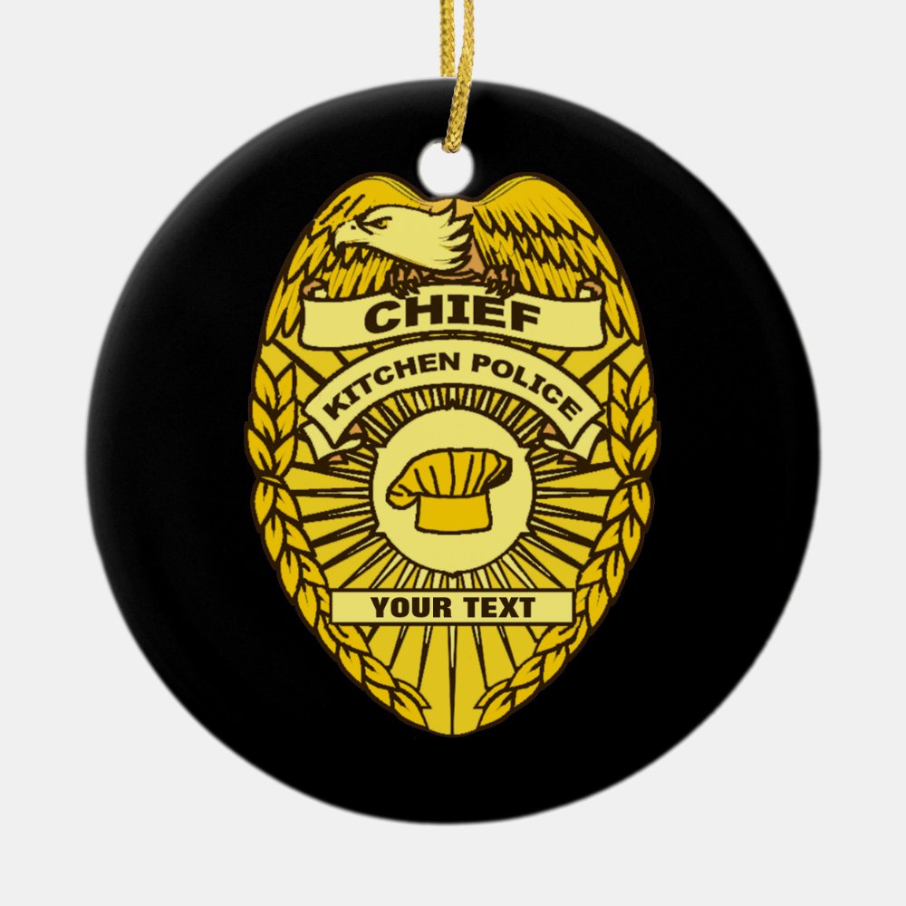 chief of kitchen police badge ceramic ornament - Cooking Gifts
