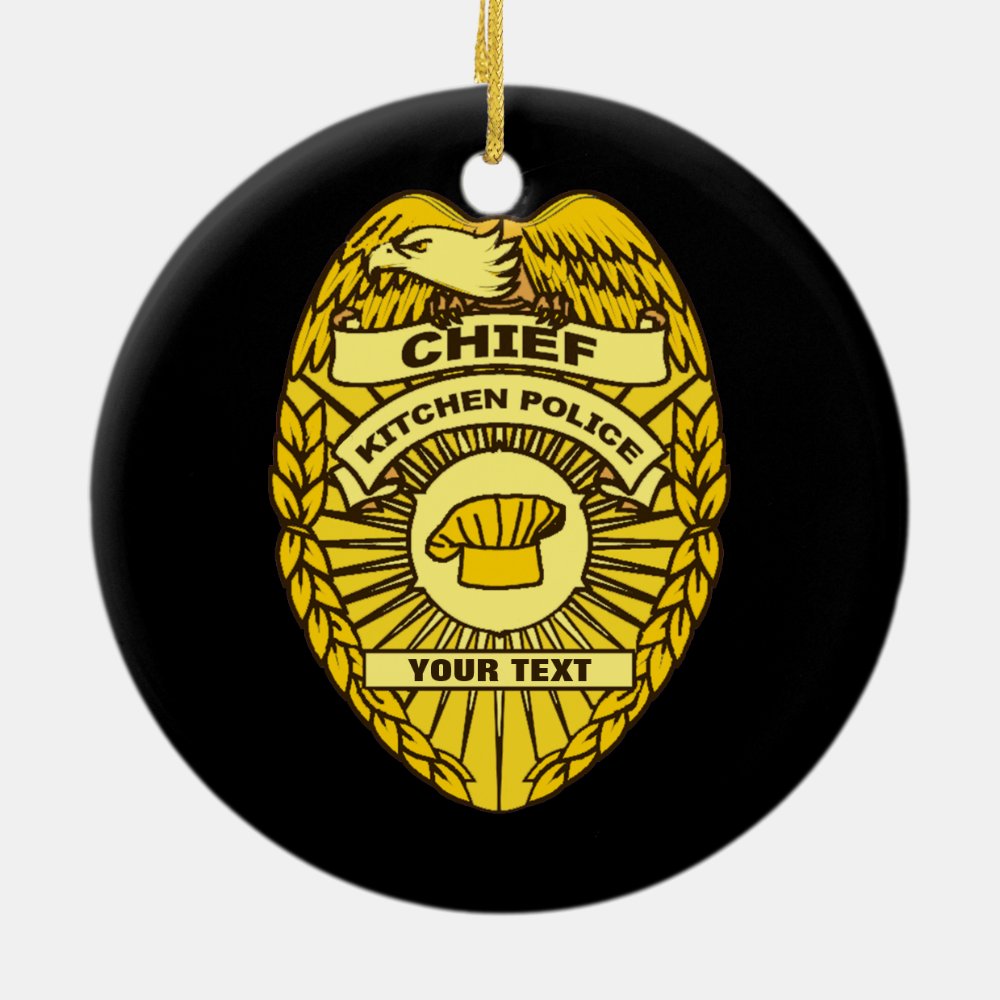 chief of kitchen police badge ceramic ornament - Cooking Gifts