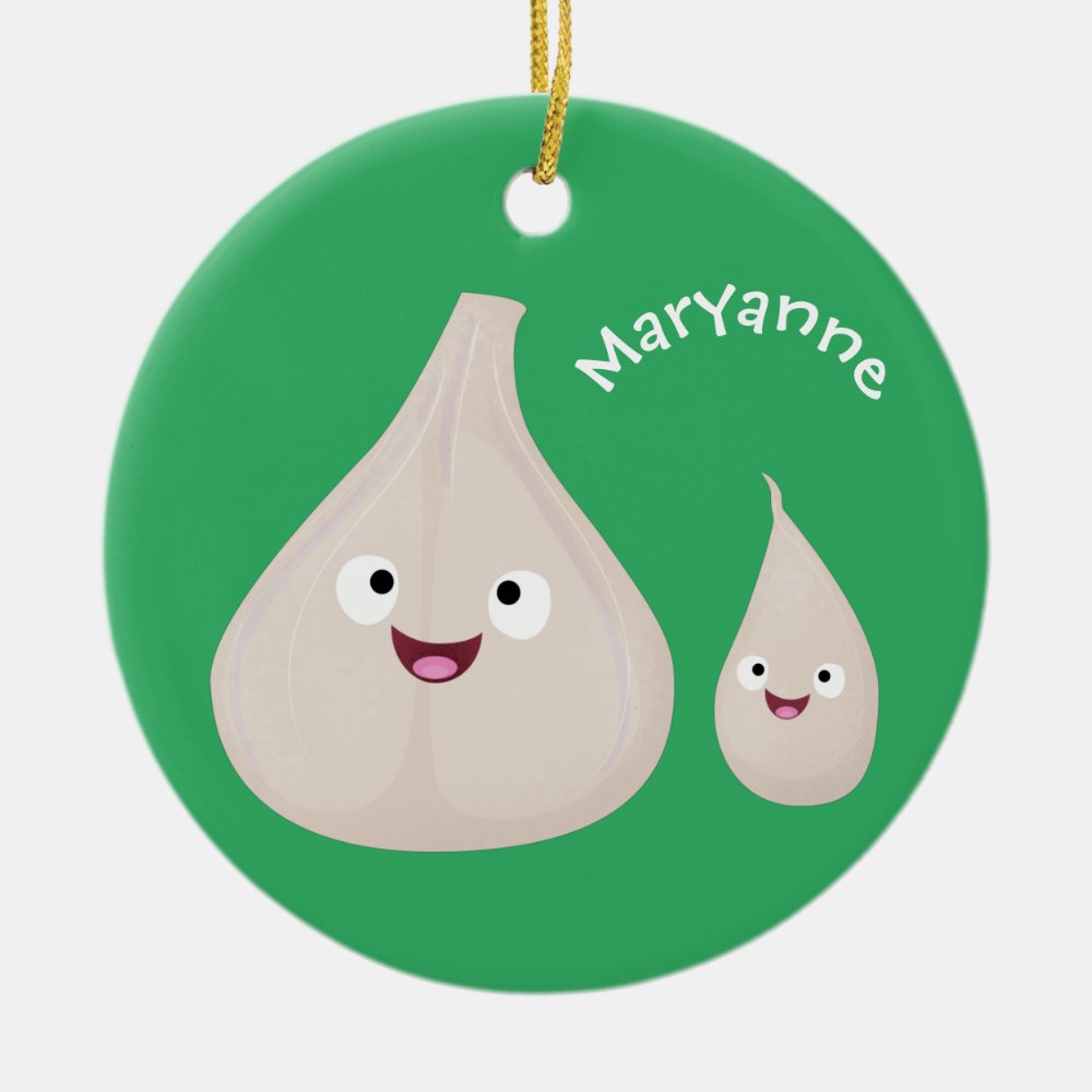 cute garlic cartoon vegetable illustration ceramic ornament - Cooking Gifts