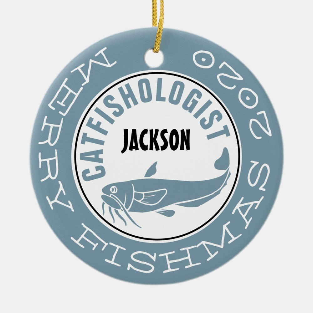 funny catfish humorous fishing fried recipe cook ceramic ornament - Cooking Gifts