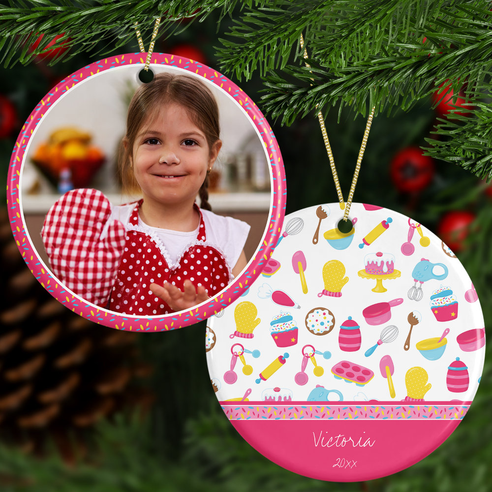 girl baker pink cooking kid chef photo christmas ceramic ornament r d5nfo 1000 - Cooking Gifts