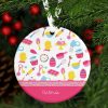 girl baker pink cooking pattern chef kid christmas ceramic ornament r ddb5k 1000 - Cooking Gifts