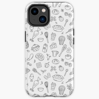 Cooking Doodle Elements Black And White Pattern Iphone Case Official Cooking Merch