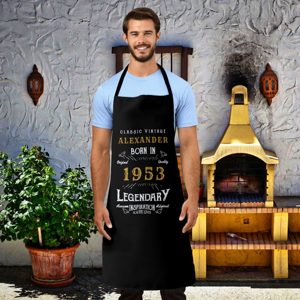personalized 70th birthday born 1953 vintage black apron r rhoz8 1000 - Cooking Gifts