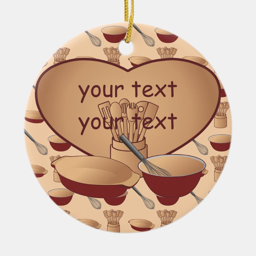 personalized heart retro kitchen cooking ceramic ornament - Cooking Gifts