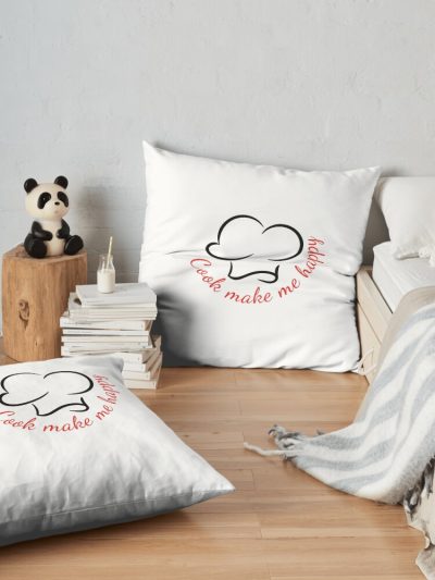 Cook Make Me Happy.A Shirt For Chef And Cooking Lover Throw Pillow Official Cooking Merch