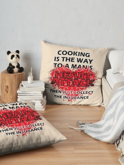 Cooking - The Way To A Man'S Heart Attack Throw Pillow Official Cooking Merch