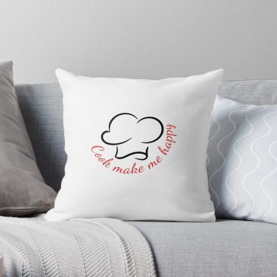 Cook Make Me Happy.A Shirt For Chef And Cooking Lover Throw Pillow Official Cooking Merch