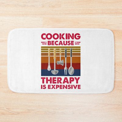 Cooking Because Therapy Is Expensive Bath Mat Official Cooking Merch