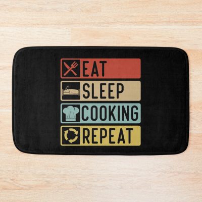 Eat Sleep Cooking Repeat, Cooking Lovers Bath Mat Official Cooking Merch