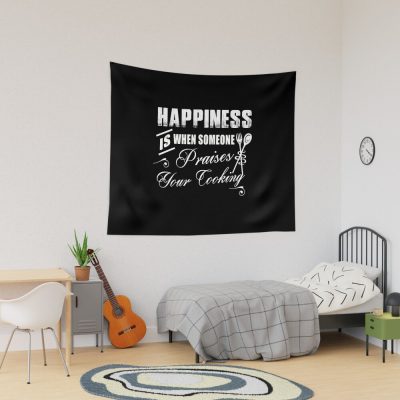 Happiness Is When Someone Praises Your Cooking - Funny Cooking Lover Gift Tapestry Official Cooking Merch