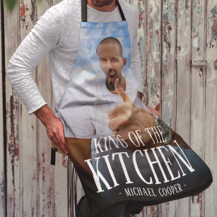 modern king of the kitchen photo name apron r dr8t1 307 - Cooking Gifts