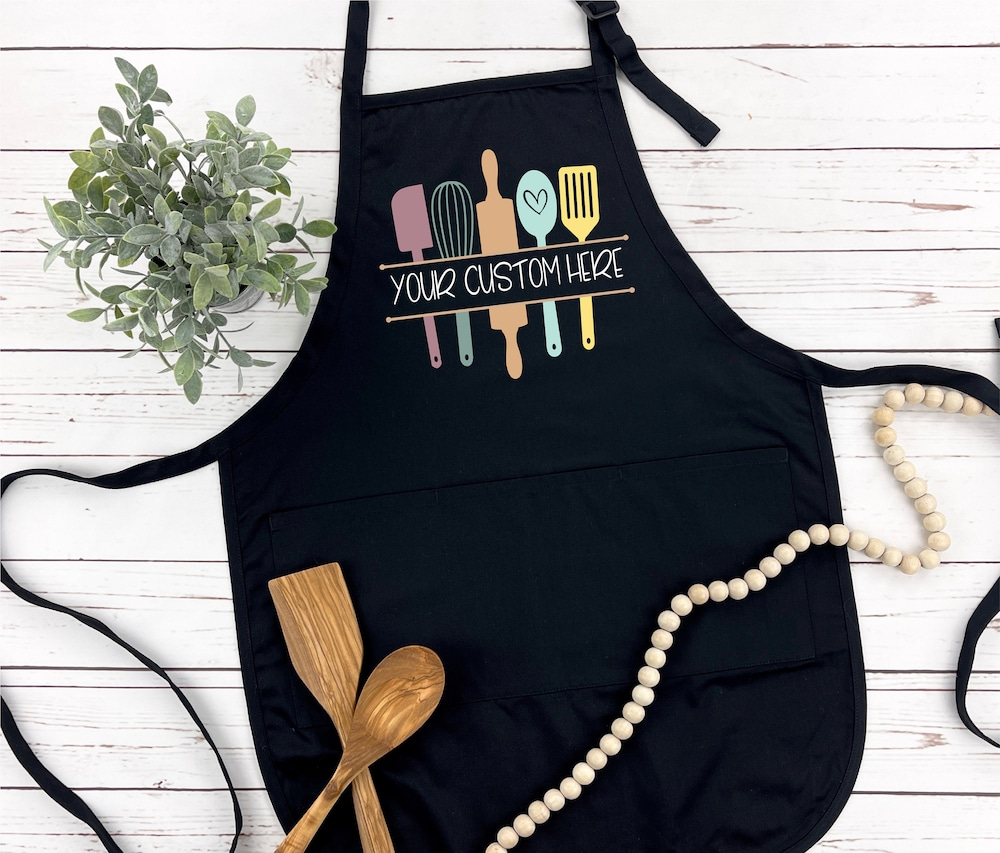 Custom Kitchen Utensils Split Frame Monogram Apron