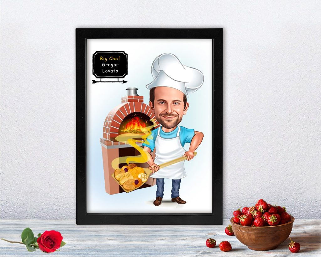 Custom Photo Chef Caricature, Chef Cartoon Portrait