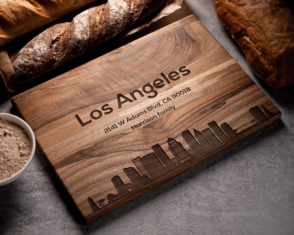 Personalized Text for Housewarming gift Choose your City Skyline Cutting Board