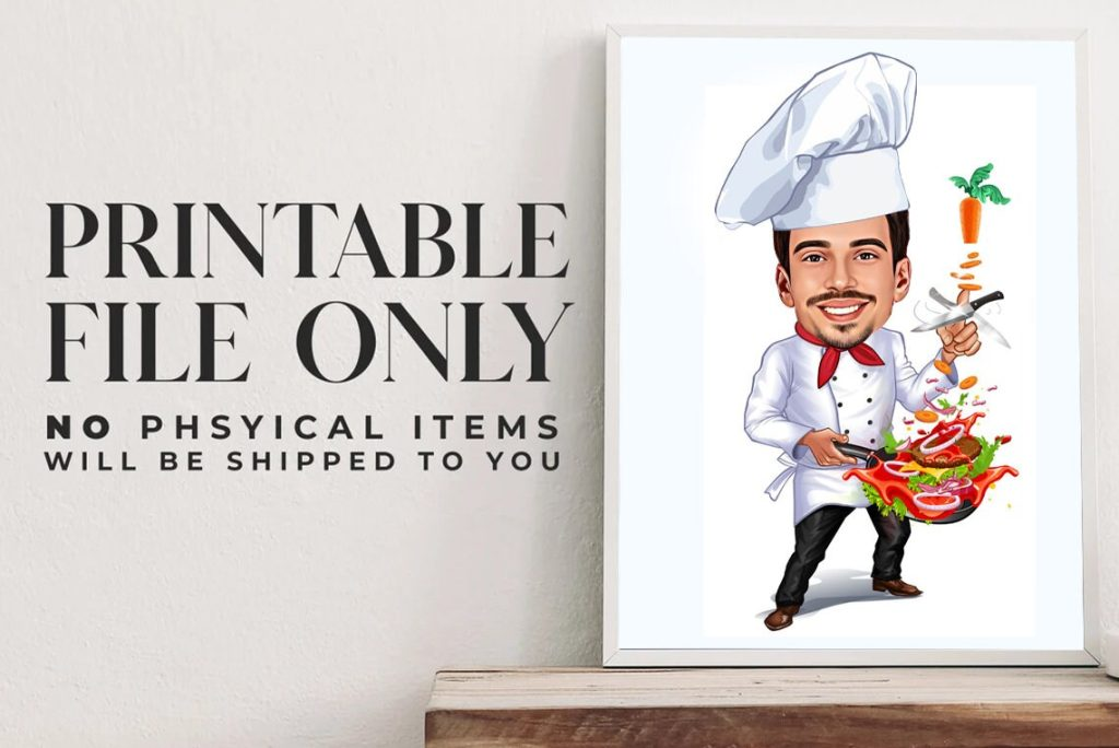 Custom Chef Gift for Chef Caricature from Photo, Funny Chef Gift Portrait