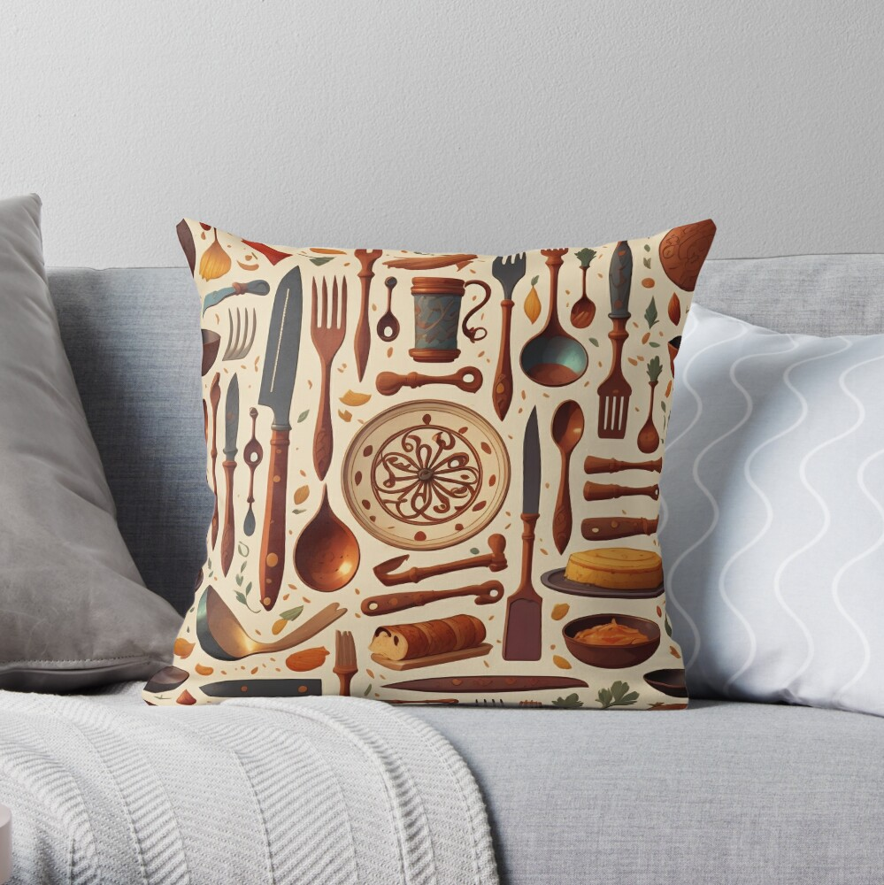 Cooking Items Throw Pillow